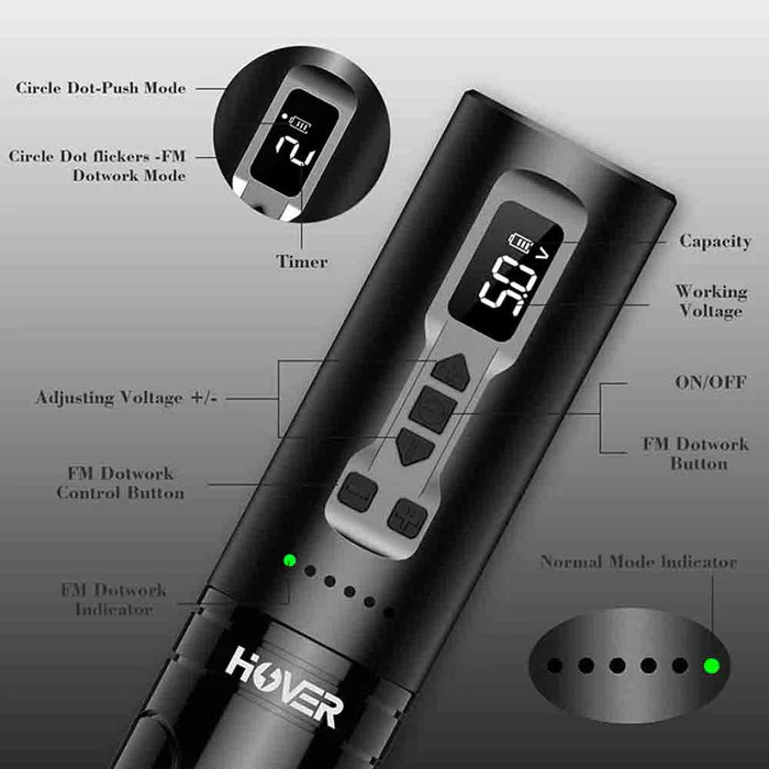 Máquina de pluma de tatuaje con batería inalámbrica HOVER FM Dotwork