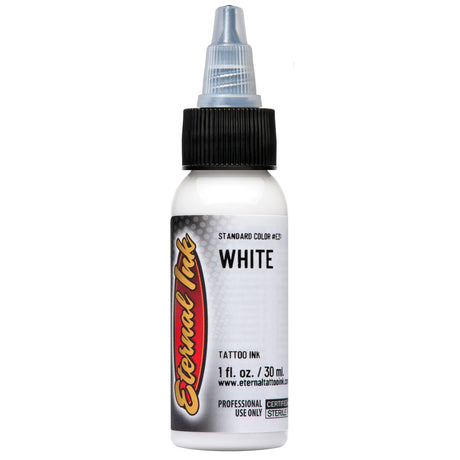 Eternal Ink’s White has stood the test of time and remains a top performer. Consistency is smooth with high opacity. Ideal for tinting colors or straight from the bottle for bright white areas or highlights.